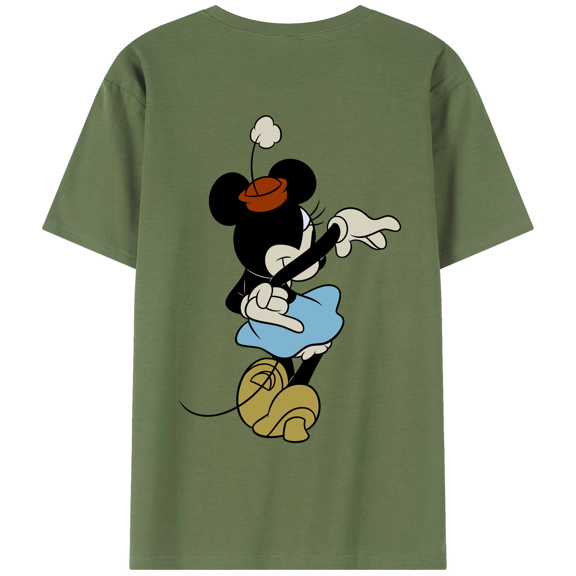 ミッキーマウス Mickey Mouse 綿100％ メンズ半袖Tシャツ（バックプリント） 通気性